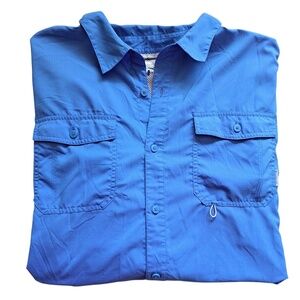 Columbia Mens Sportswear XXL Blue Omni-Shade Fishing Shirt PFG